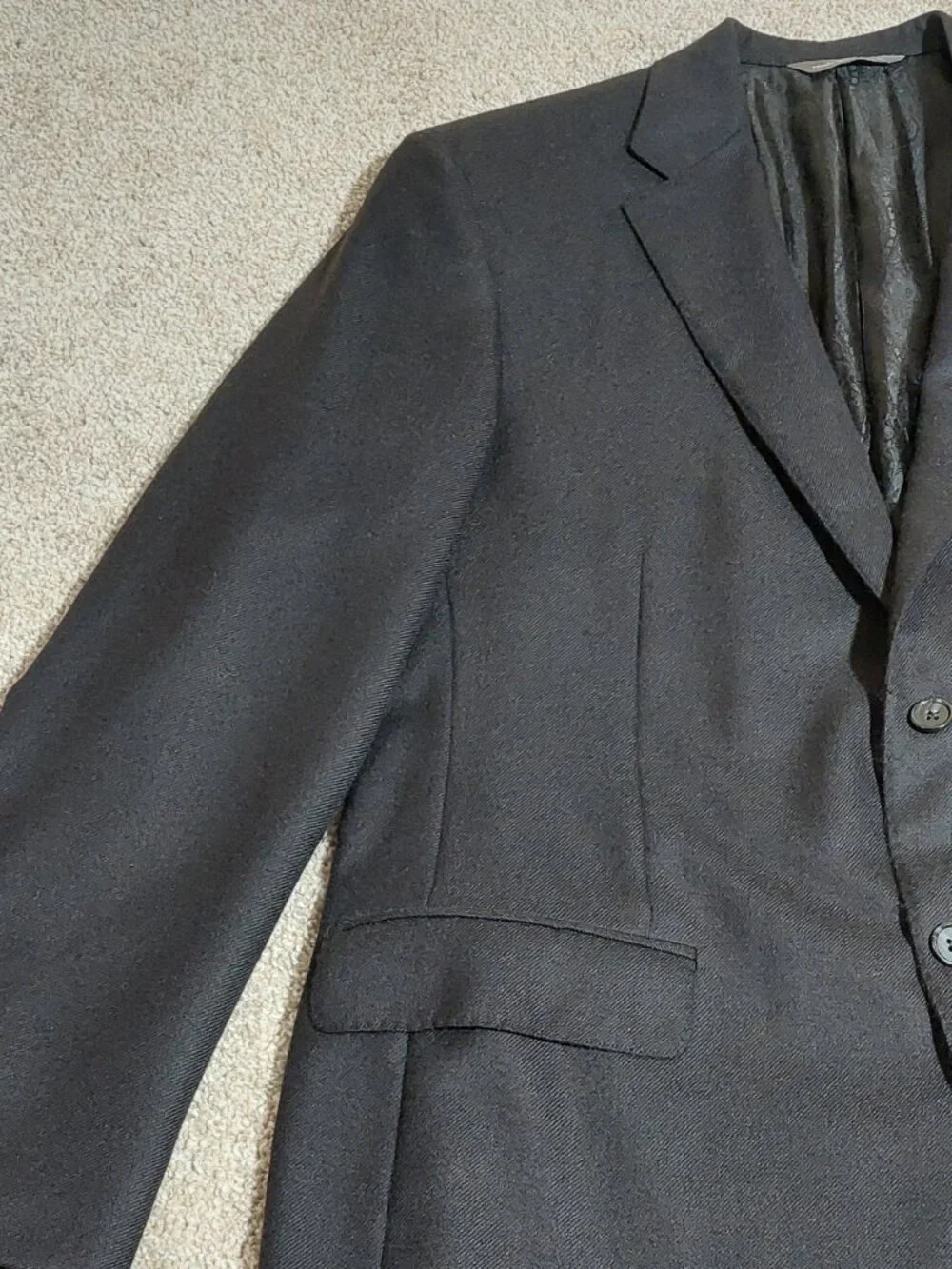 Loro Piana worsted cashmere black sport coat blazer Size 40R See Measurements